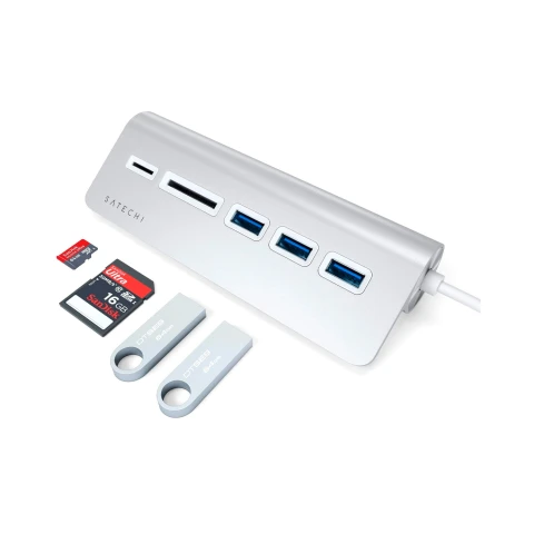 Satechi HUB 5 en 1 USB-C USB-A Card reader Silver Satechi HUB 5 en 1 USB-C USB-A Card reader Silver