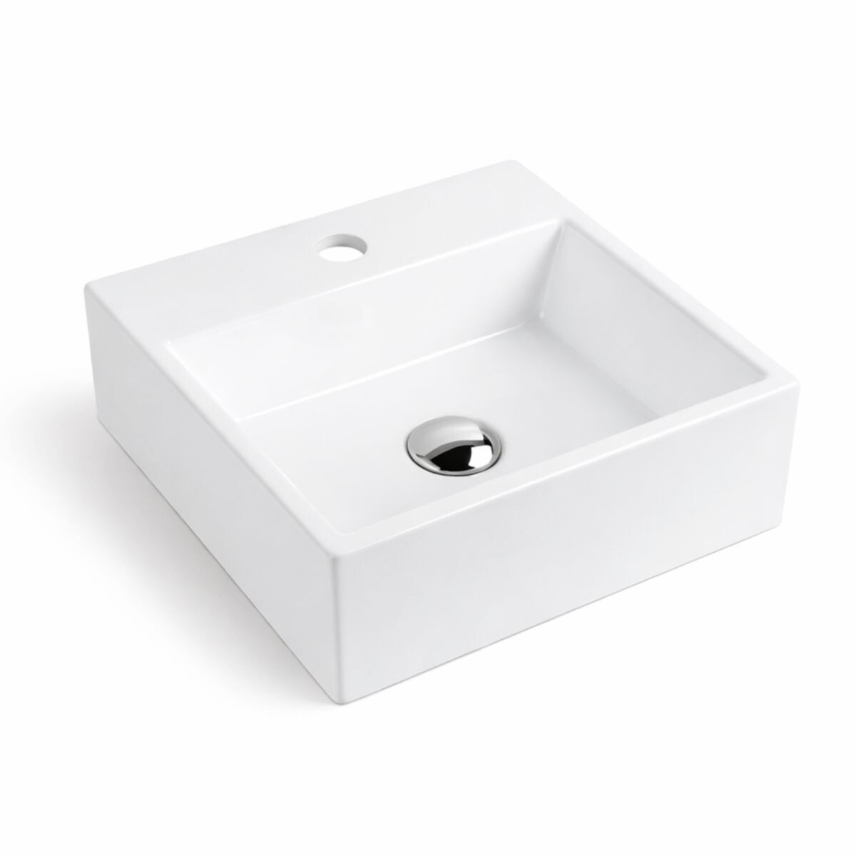 Bacha De Apoyo Rectangular 33x29 Cm C/mesa Blanca Brillo Dmc 