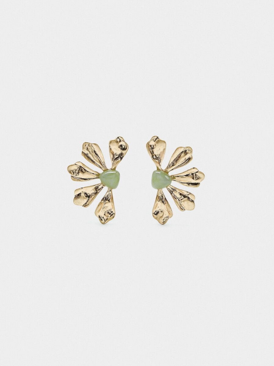 Pendientes Flor Con Piedra - multicolor 