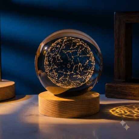 LÁMPARA VELADORA 3D DISEÑO ESTRELLAS CONSTELACIONES BASE DE MADERA 8""" LÁMPARA VELADORA 3D DISEÑO ESTRELLAS CONSTELACIONES BASE DE MADERA 8"""