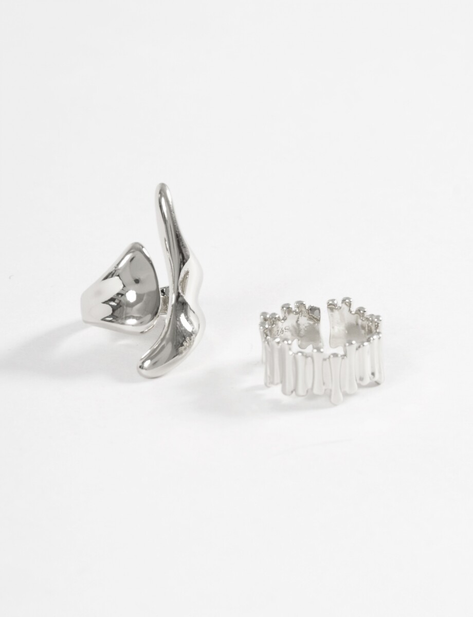 Set de anillos irregulares - plateado 