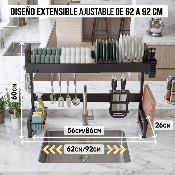 Escurridor De Platos Ajustable Extensible 62 A 92 Cm Acero Negro Para Vajilla Imback Escurridor De Platos Ajustable Extensible 62 A 92 Cm Acero Negro Para Vajilla Imback