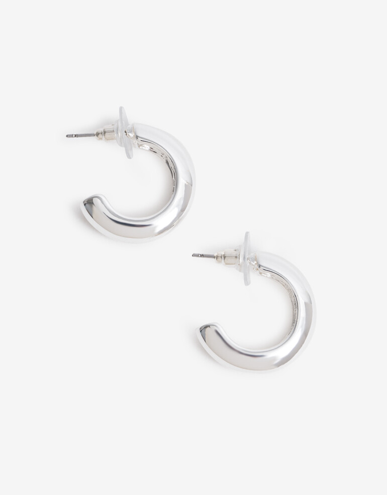 Aros Argollas Metal Argollas De Metal Bañado En Plata - Plateado