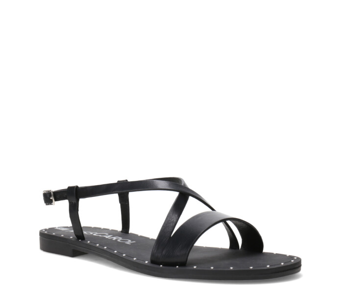 Sandalia SOREL chata con tiras Black