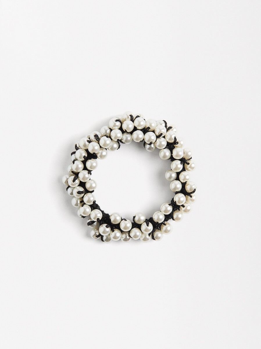 Elástico Para El Pelo Con Perlas - blanco 