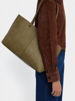 Bolso Shopper Grabado Animal Con Bolsa caqui