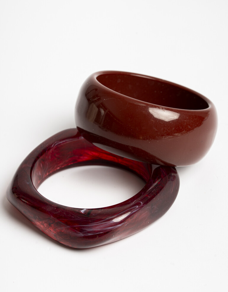 Pulseras Rígidas Sets Acrilico Set De Pulseras Resina - Rojo Medio