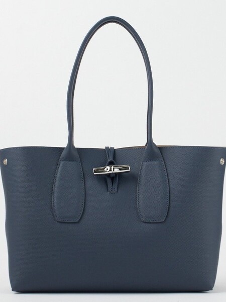 Longchamp -Cartera clásica de cuero, Roseau Essential Azul