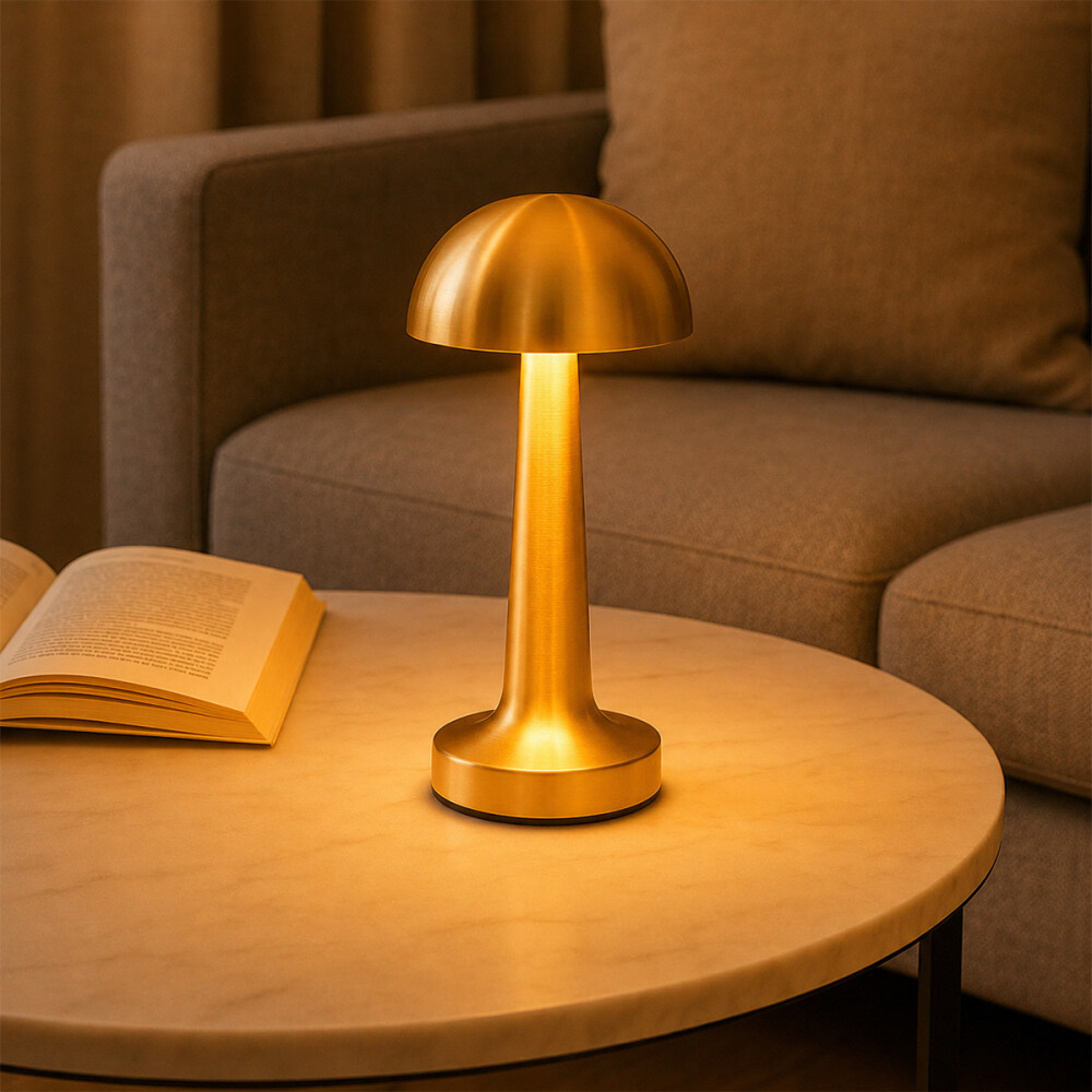 Lampara De Mesa De Luz Led Recargable Dorado