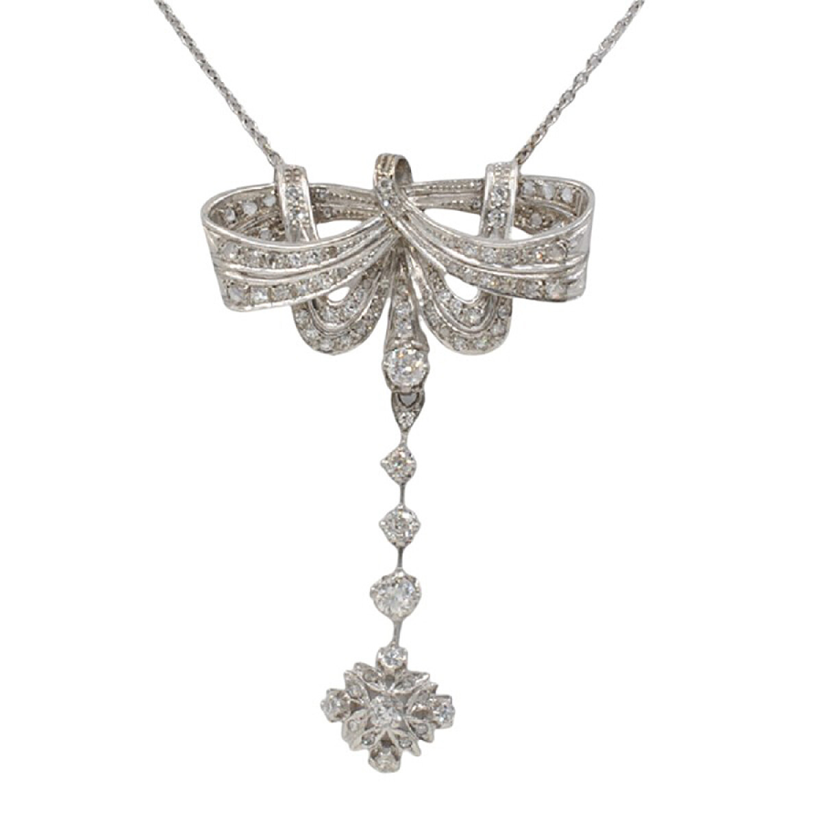 Pendiente Oro 18 K Blanco Y Brillantes 