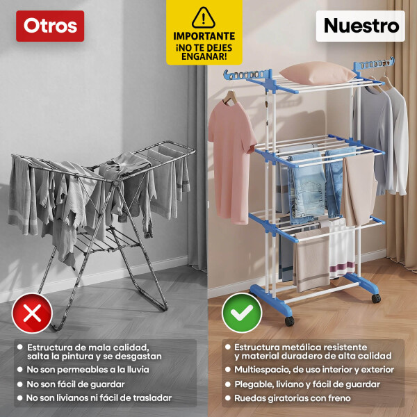 Tendedero Vertical Varillas Acero Plegable De 3 Niveles Tender Ropa Lavadero Metal De Pie 54x68x168 Cm Celeste Tendedero Vertical Varillas Acero Plegable De 3 Niveles Tender Ropa Lavadero Metal De Pie 54x68x168 Cm Celeste