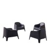 Sillón De Jardín Set X4 Skarpo Apilable + Mesa Master Negro