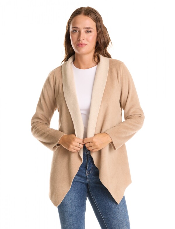 Cardigan Soft & Solapa Contraste BEIGE OSCURO