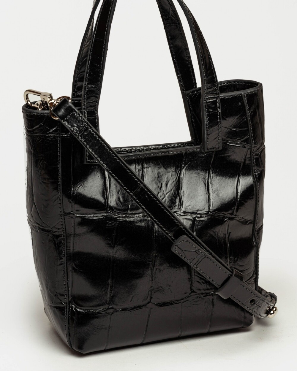 Mini Bag The Icon en cuero grabado big croco Negro