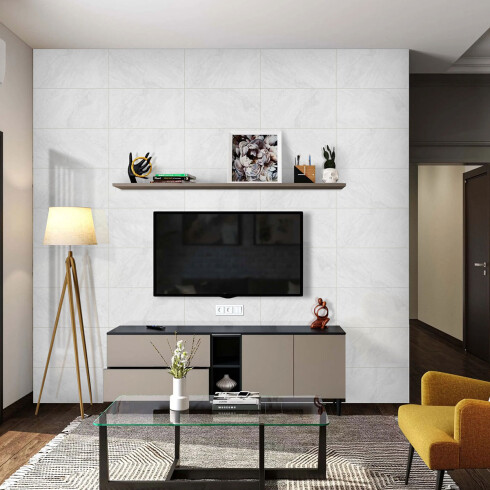 CERÁMICA MARMARIS 31X59 RECTANGULAR BRILLO GRIS MARMOLADO GAMAS DE GRIS