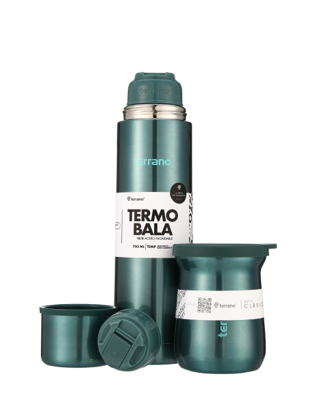 Kit Acero Bala Metalizado - 750mL + Mate Tradicional Verde