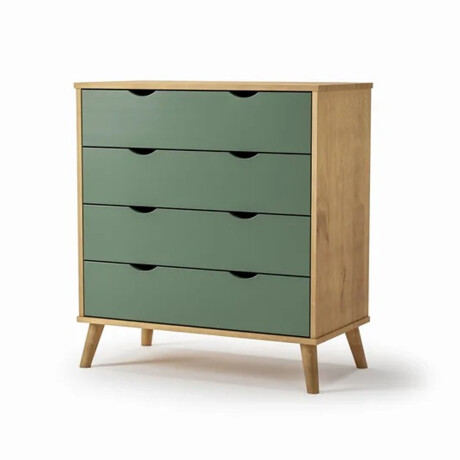 Cómoda Cajonera en madera maciza con patas - 4 cajones MADERA- VERDE