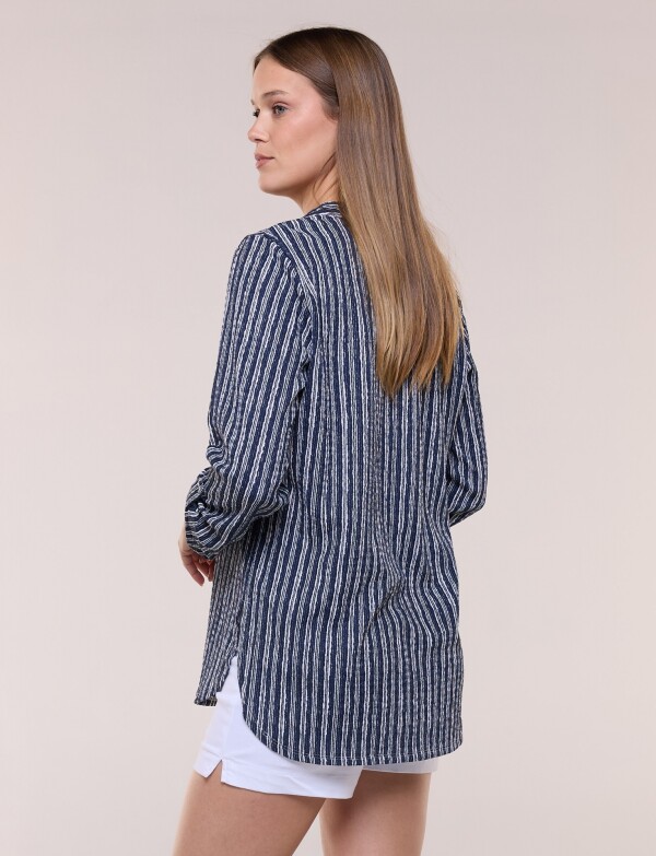 Blusa Holgada Con Textura AZUL