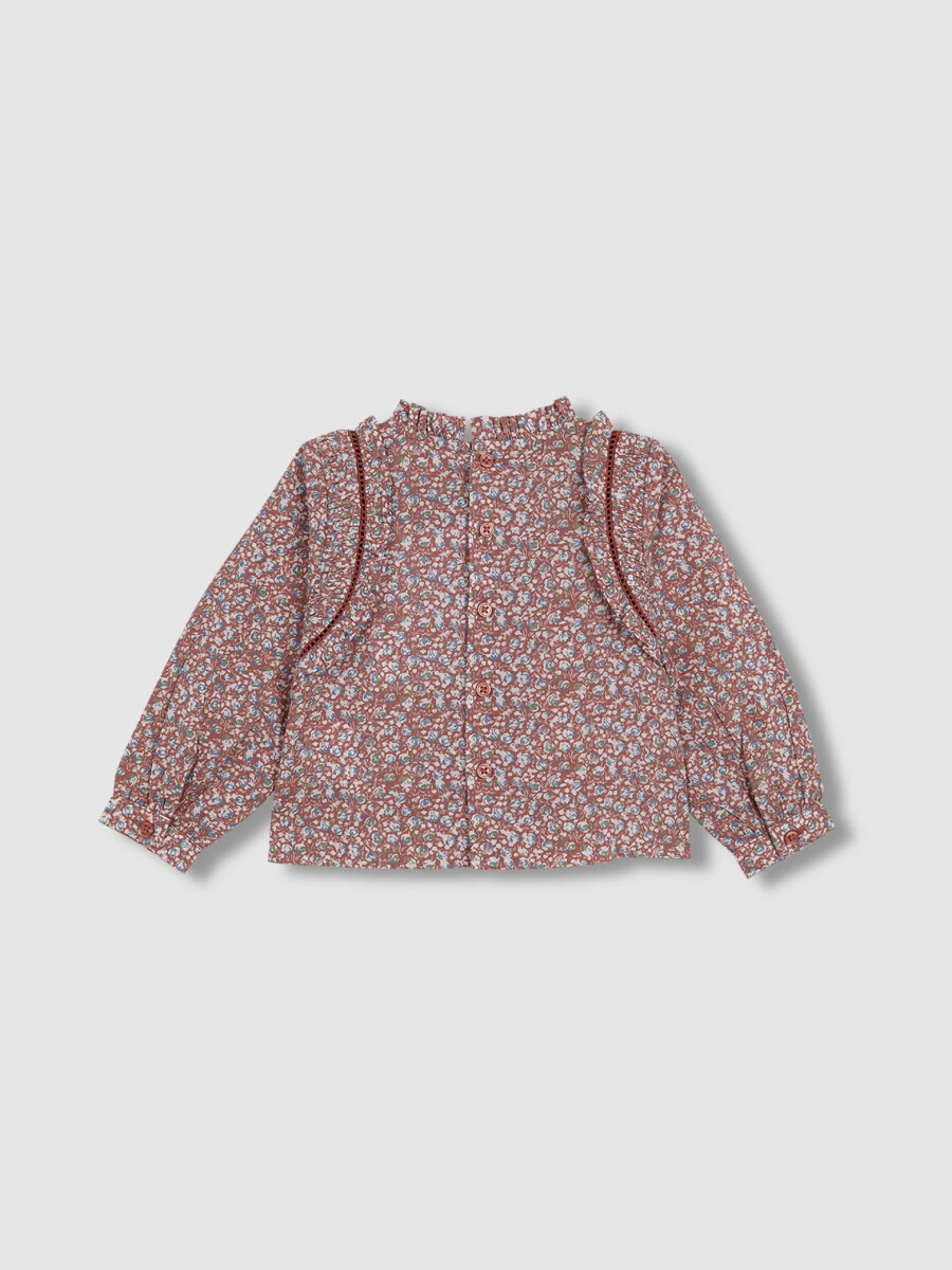 Blusa Estampado Florecitas Granate