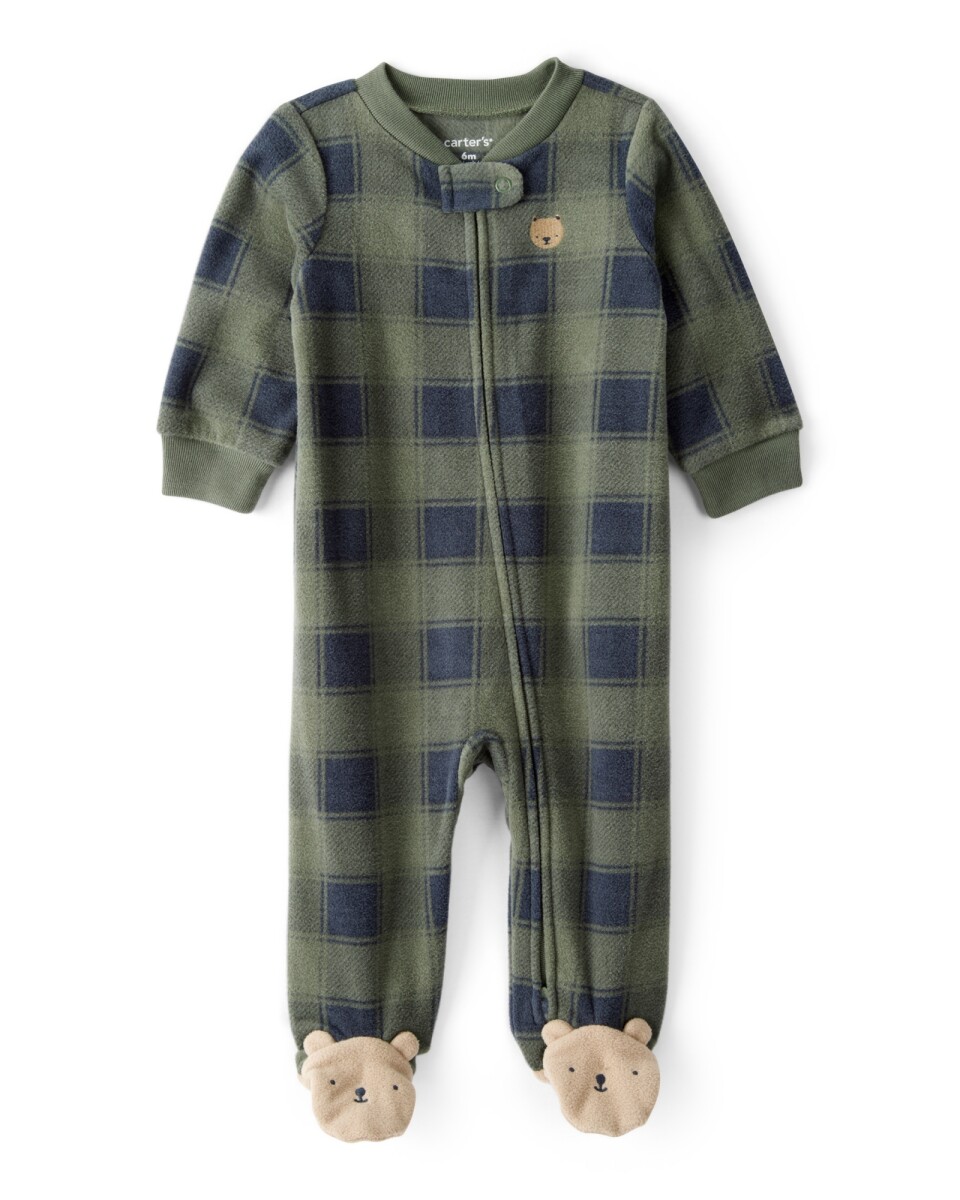Pijama una pieza de micropolar, con pie, diseño oso 