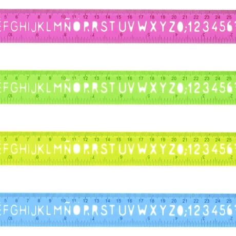 REGLA 30CM X1 CON LETRAS PLASTICO COLOR 1937 REGLA 30CM X1 CON LETRAS PLASTICO COLOR 1937