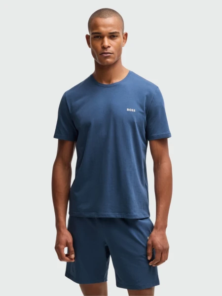 BOSS Camiseta de Algodón Elástico con Logo Bordado Violeta