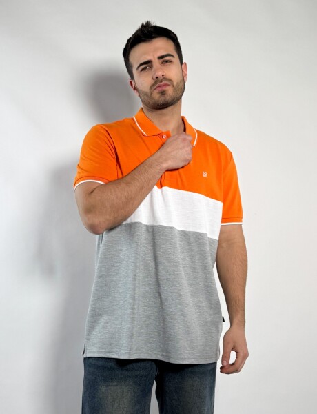 Remera polo pique combinada Costa Naranja