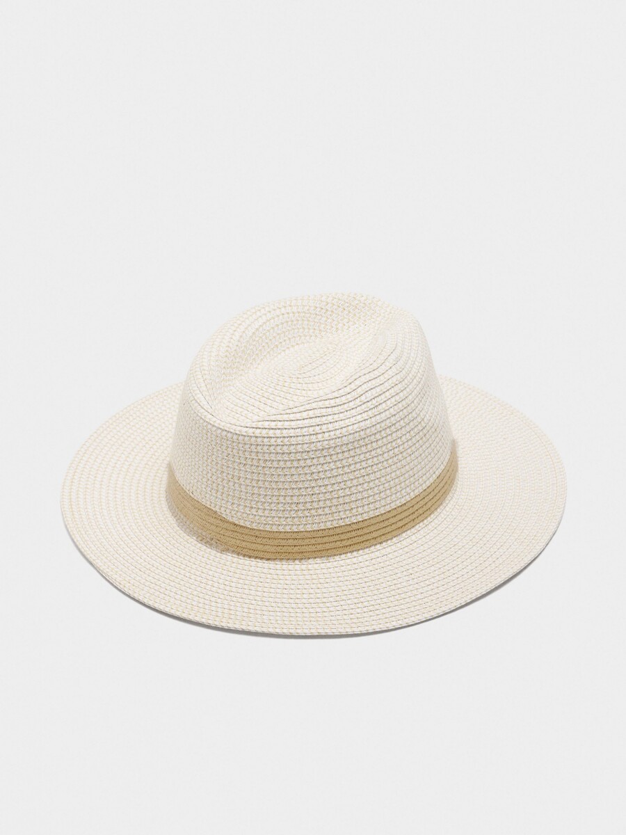 Sombrero Con Efecto Rafia blanco