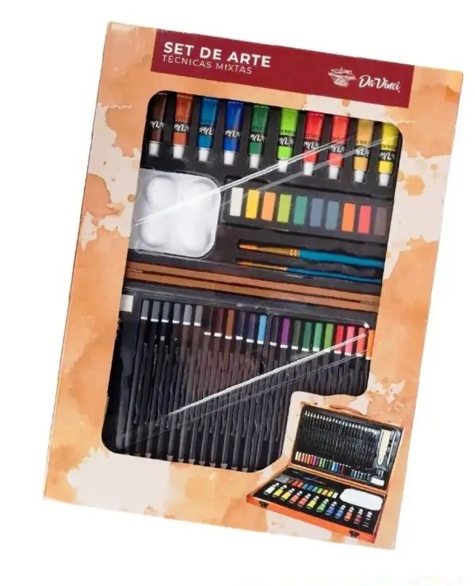 Valija Artística de madera "DA VINCI" Set de arte para técnicas mixtas 