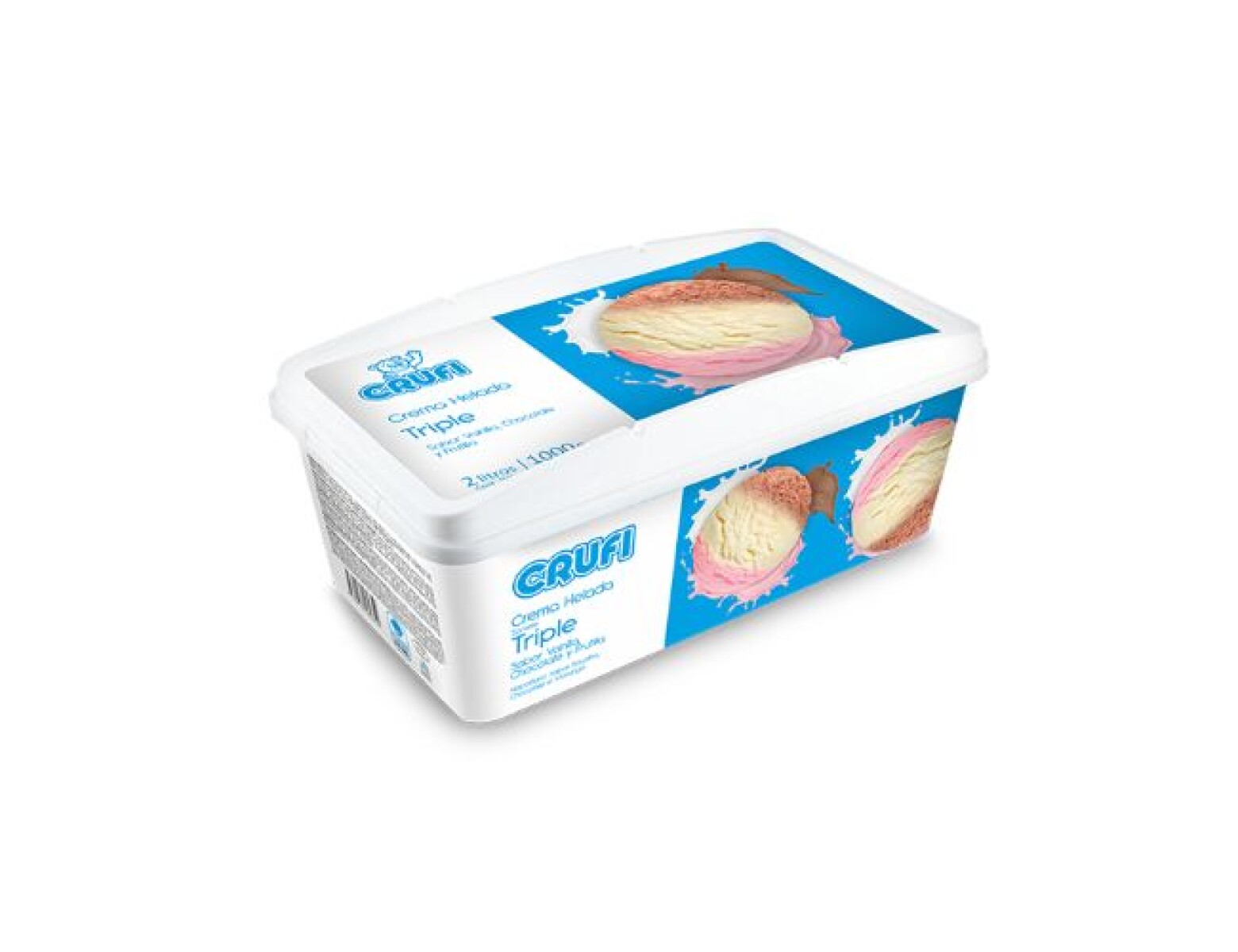 HELADO TRIPLE VAINILLA CHOCO FRUTILLA 2LT CRUFI 