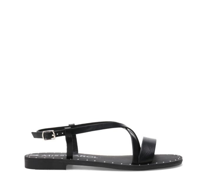 Sandalia SOREL chata con tiras Black