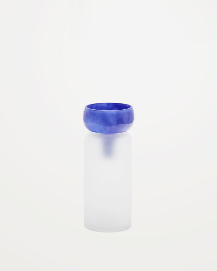 Jarrón Kelse de vidrio transparente y azul 30,5 cm Jarrón Kelse de vidrio transparente y azul 30,5 cm