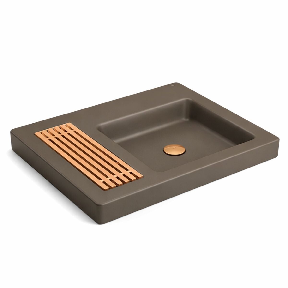 Bacha De Embutir Rectangular 80x47,5 Cm C/mesa Marrón Mate Deca 