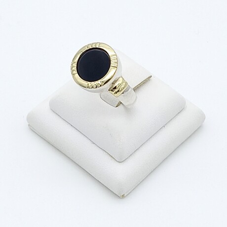 Anillo de plata 925, double en oro 18 ktes con ónix, Anillo de plata 925, double en oro 18 ktes con ónix,