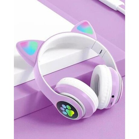 Auriculares Bluetooth infantiles diseño gato Goldtech Catbass RGB Violeta