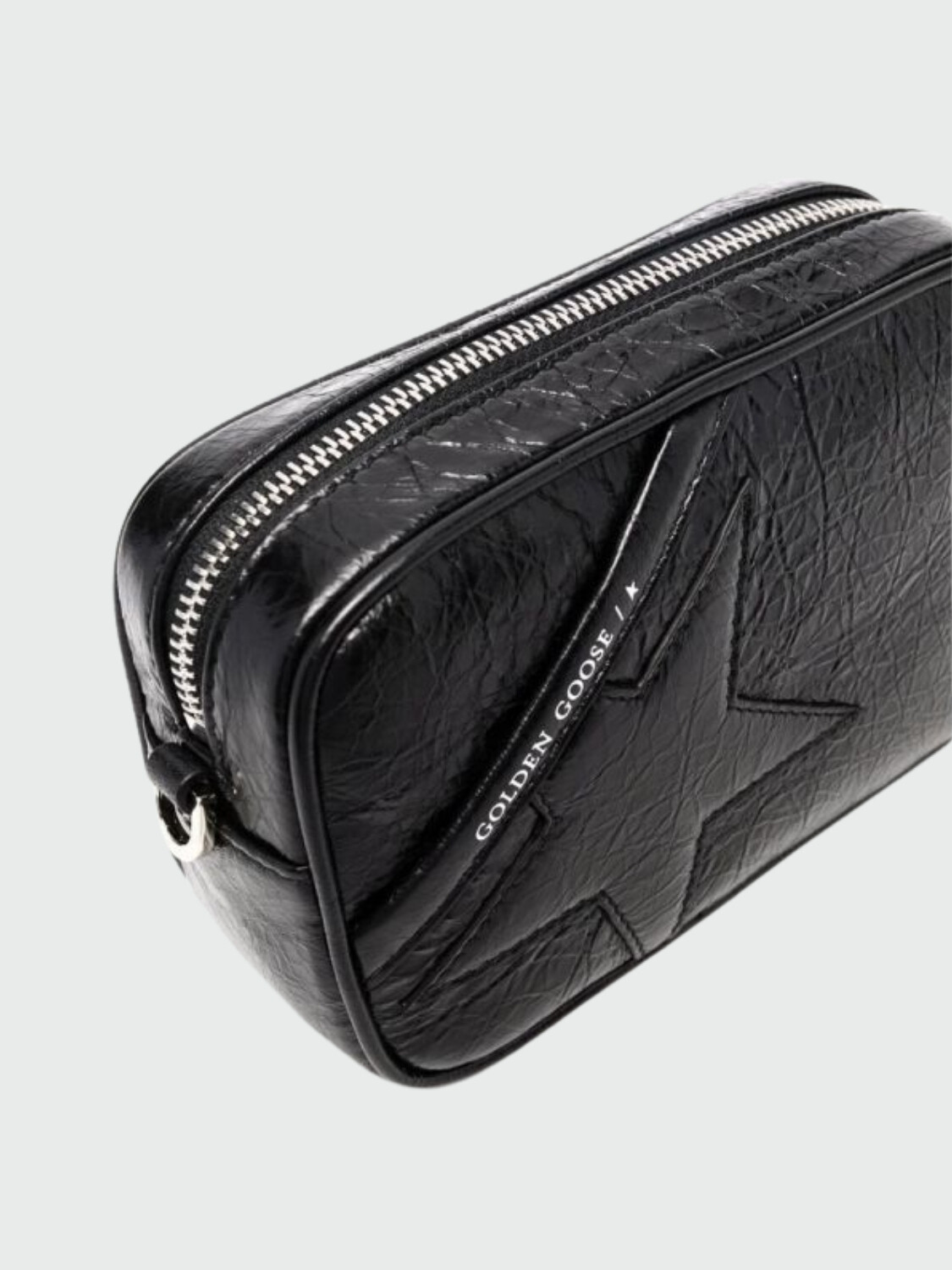 Golden Goose-Cartera de cuero, Star bag mini Negro