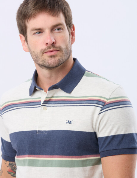 REMERA POLO RAYADA Gris