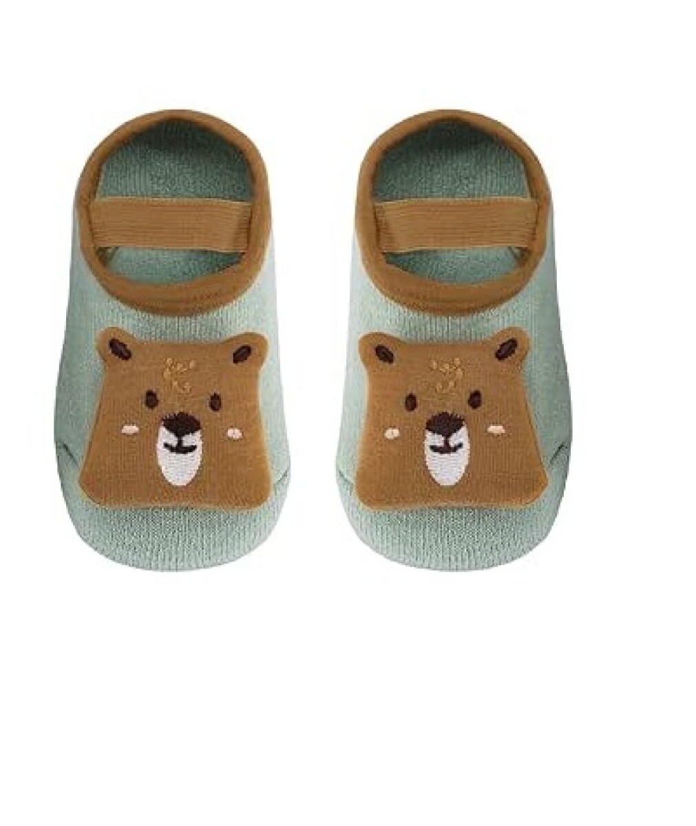 Set de medias con aplique anti deslizante buba 1 a 3 - Oso verde Marron 