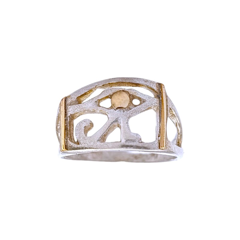 Anillo Ojo de Ra-Plata y Oro-Sin Piedra-AN5771 sinpiedra