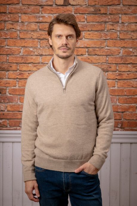 Sweater Half Zipper Cashmere Camello