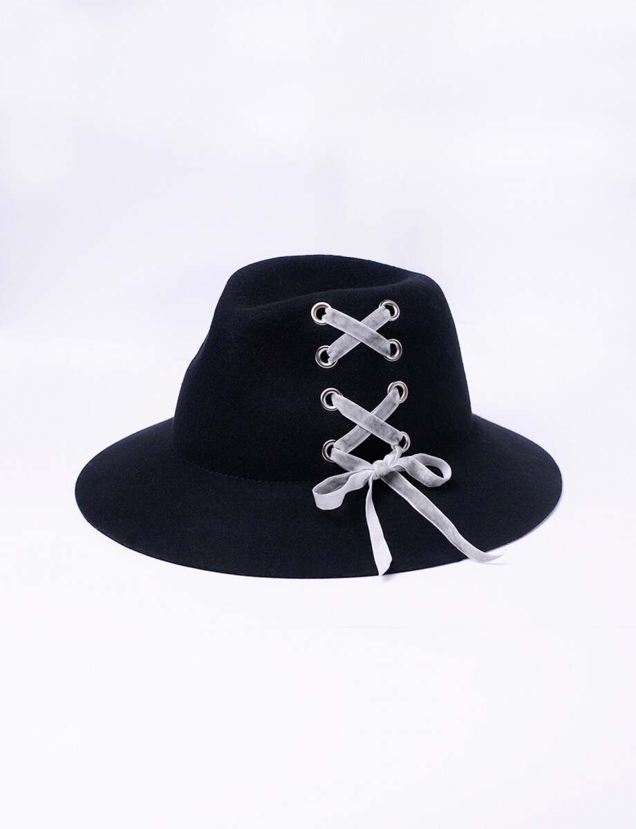 Sombrero con detalle de cinta - negro 