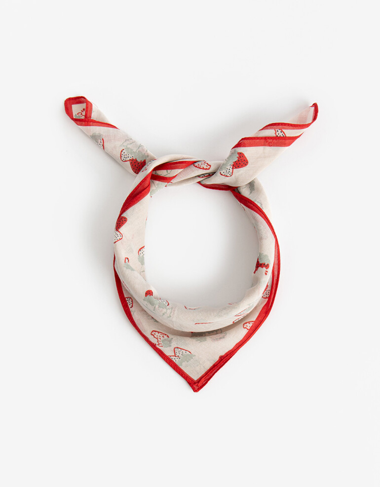 Pañuelos Raso Estampados Varios Pañuelo De Material Reciclado Frutillas - Rojo Frutilla