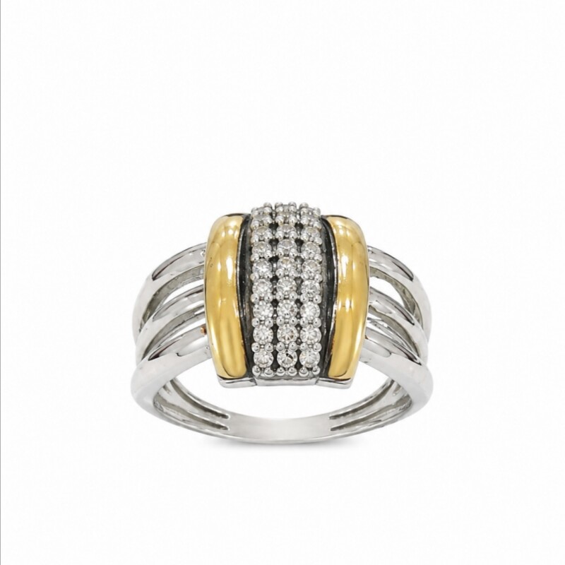 Anillo plata y lamina de oro con zirconias Anillo plata y lamina de oro con zirconias