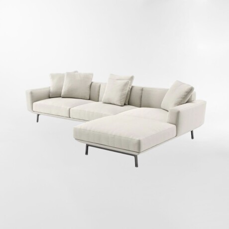 Sofá con chaise CORNARO blanco - 3C CHAISE DERECHO