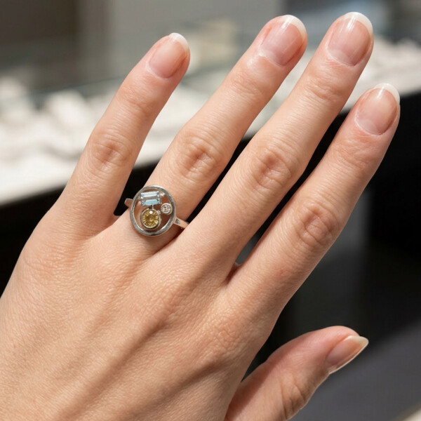 Anillo Bioma de MOON en Plata 925 con brillante y piedras semipreciosas Anillo Bioma de MOON en Plata 925 con brillante y piedras semipreciosas