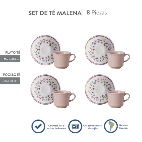 Juego de Té 8 Piezas Malena 252 ml Loza Juego de Té 8 Piezas Malena 252 ml Loza