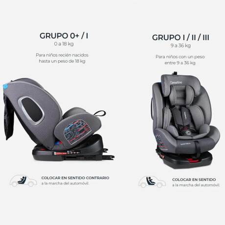 Butaca Carestino Montreal con ISOFIX 360 de 0 a 36kg Gris