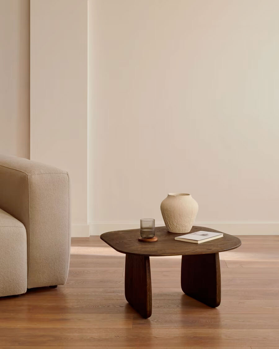 Mesa auxiliar Pirita de madera maciza de roble con acabado oscuro 70,6 x 70 cm FSC 100%
