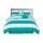 Set de Cama King 6 Piezas con Acolchado Almohadones Fundas Verde Agua/blanco