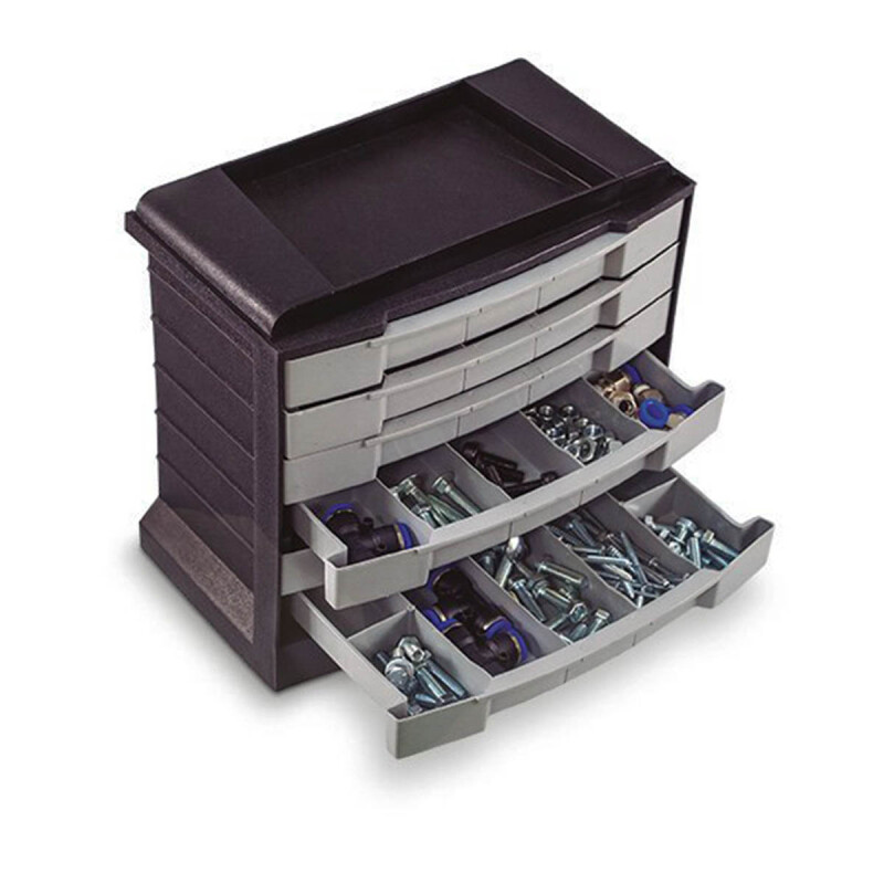 Gavetero organizador de plástico 6 Cajones NEGRO